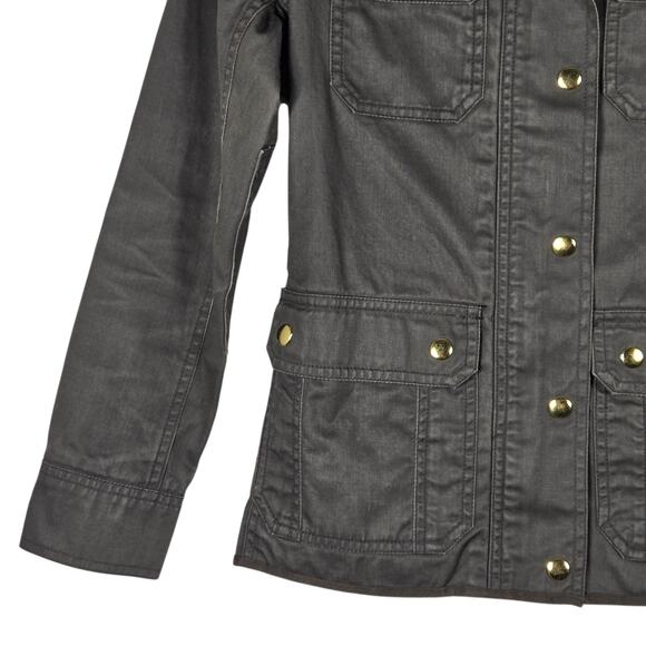 J.Crew Field Jacket Womens XS Petite Dark Olive Relaxed Boyfriend Cotton Utility - Picture 4 of 12